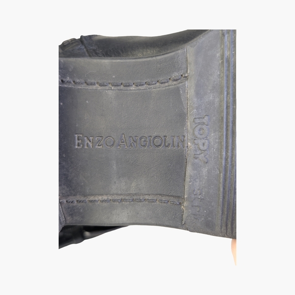 Enzo Angiolini Black Leather Tall Moto Boots With Buckle, Size 7 - Picture 7 of 11